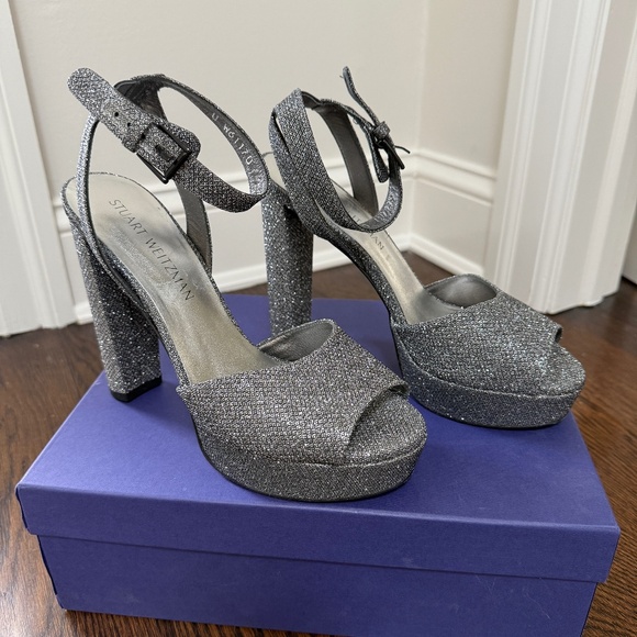 Stuart Weitzman Pranks Heels Size 8; Color Pewter Noir - Picture 1 of 3